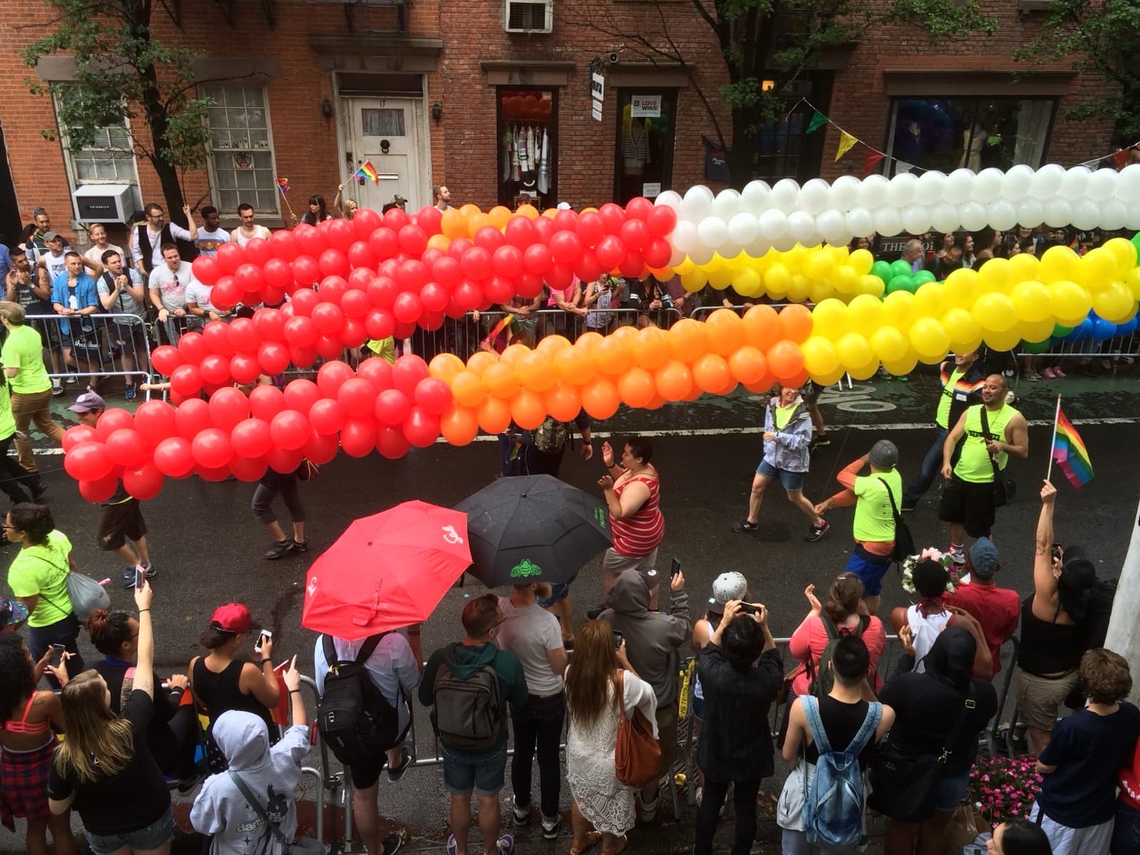 The Pride march seen from a neighbor's window at 16 Christopher Street, June 28, 2015