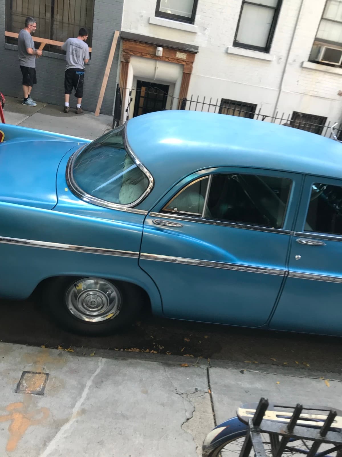 Film crew and a period car on Gay Street for a Marvelous Mrs. Maisel shoot, September 6, 2018