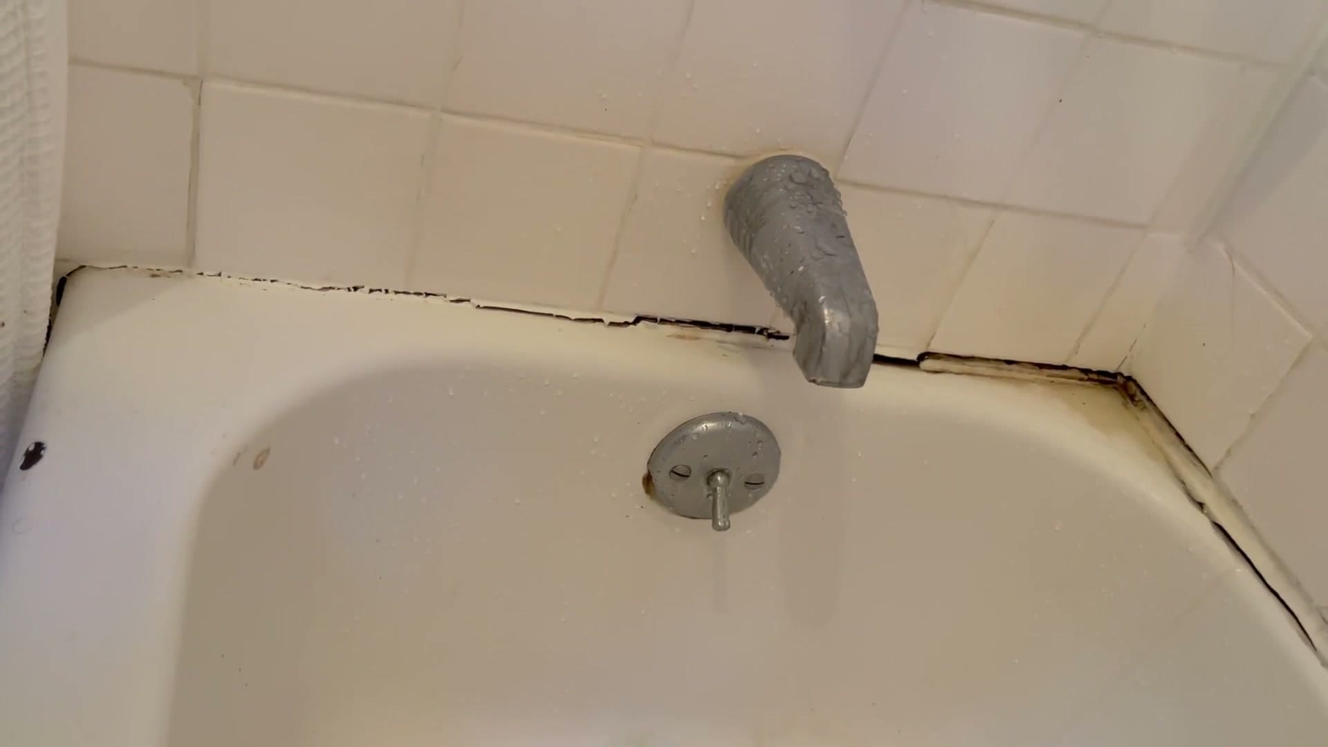 A wall crack in Brown's apartment visibly widening, January 9, 2023