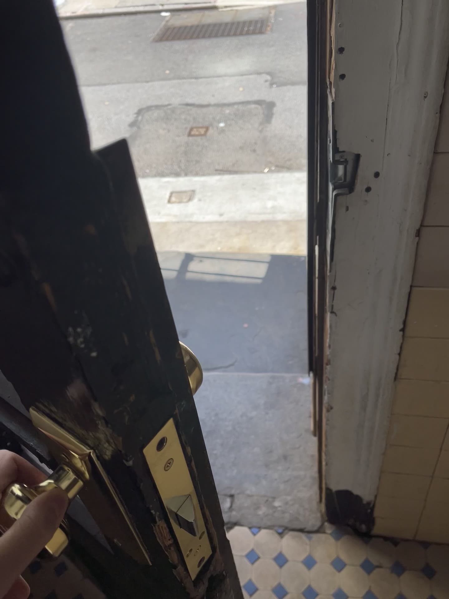 The front door lock at 18 Gay Street still broken, March 11, 2024